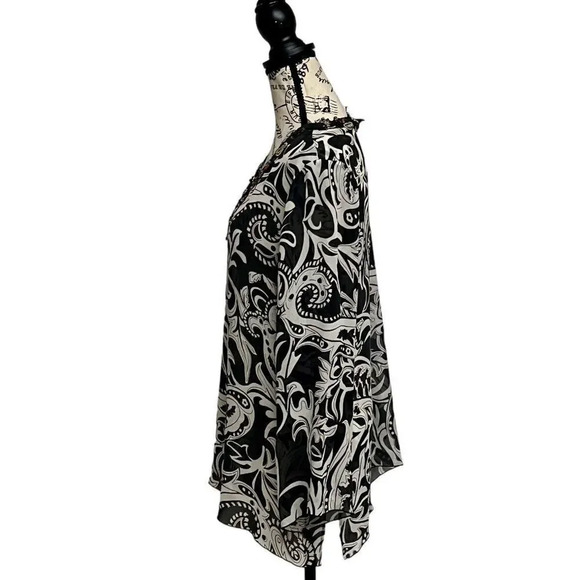 Chicos Womens Paisley Beaded Vneck Pullover Tunic Sheer Boho Peasent Silk 2 - Picture 3 of 9